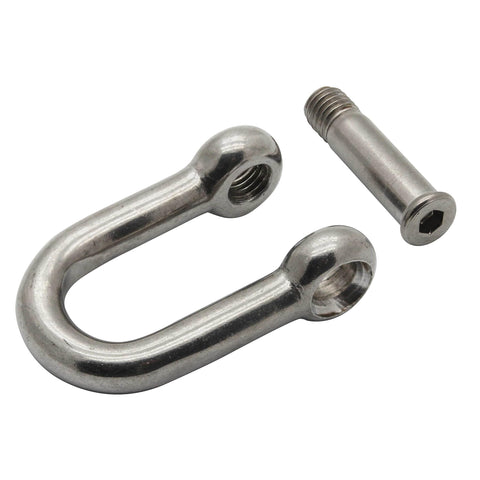 BoatTector Stainless Steel D Shackle With No-Snag Pin 5/16 Inch, 2 Pack For Marine Use, Heavy Duty 316 Stainless, Corrosion Resistant, WLL 1300 Lbs