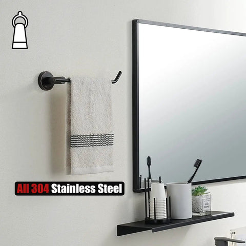 Oil Rubbed Bronze Stainless Steel Bathroom Hardware Set Five Piece Wall Mount Kit with 9 Inch Hand Towel Bar.