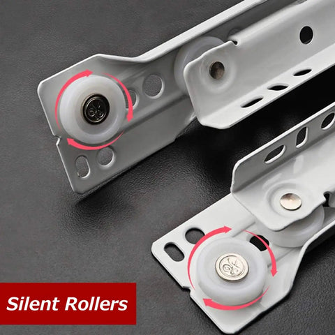 Heavy-Duty Drawer Slides For Wood Drawers And Office Furniture, Smooth 2-Section Roller Rails With Partial Extension, 35kg Load Capacity, Durable Metal Hardware, Easy Install, 1 Pair with silent rollers