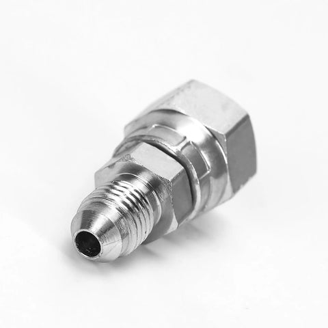 Heavy Duty Hydraulic Fitting Built To Last One Quarter Inch Male JIC To Three Eighth Inch Female JIC Swivel Carbon Steel SAE Compliant With Seven Sixteen Inch Twenty Thread And Nine Sixteen Inch Eighteen Female Threads, close-up