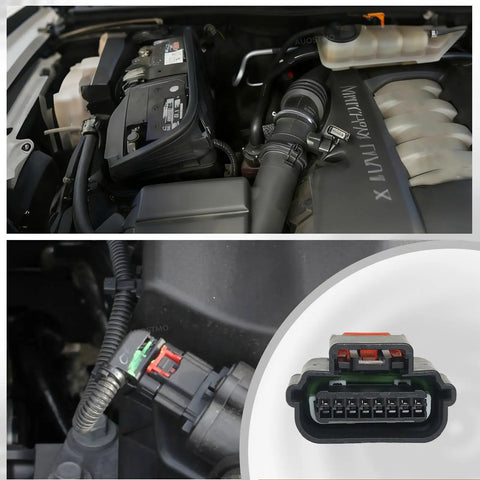 Mass Air Flow MAF Sensor Female Connector Pigtail Fits Chevy Silverado Tahoe Camaro engine setup close-up view.