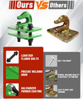 Comparison of Three Eighths Inch Tractor Bucket Grab Hook Set With Backer Plate, showing green coated hook vs rusted hook.