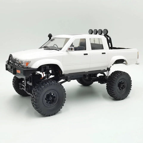 4x4 RC Rock Crawler Truck with twin cab hard body, beefed up chassis, axle mounted servo, adjustable shocks, off road RTR 1/16 scale