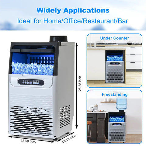 Commercial Ice Maker 100 Lbs Per Day Under Counter Or Freestanding 22 Lbs Ice Storage in home and bar setup