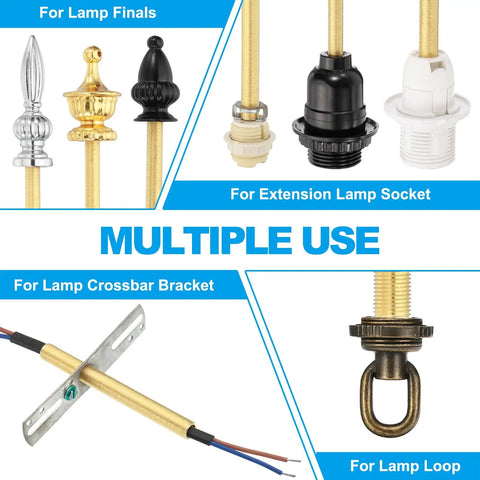 Straight Up Durable Heavy Duty Brass Lamp Pipe Nipples 5 Pack Slick Finish 1/8IP Thread parts for lamp fixtures and assembly.