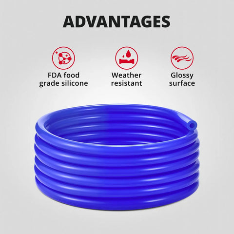Blue Silicone Vacuum Tubing Hose Line Kit 10 Ft Each Size 5/32 1/4 5/16 1/2 Inch Max 130 PSI Food Grade Pure Rubber For Car Mods And Custom Builds, coiled hose