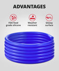 Badass Blue Silicone Vacuum Tubing Hose Line Kit 10 Ft Rolls In Four Sizes Fits All Engines Withstands High Heat And Pressure For Serious Car Mods., blue silicone hose roll, FDA food grade, weather resistant
