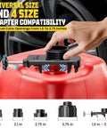 Heavy Duty Portable Cordless Gasoline Transfer Pump With A Rapid Four Gallons Per Minute Flow Compatible With Popular Power Tool Batteries fitting a fuel can adapter.