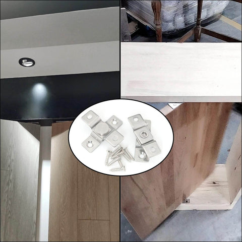360 Degree Rotating Stainless Steel Concealing Hinges for Door Pivot Easy Install Rust Resistant and Corrosion Proof Heavy Duty 2 Pack for Secure Door Movement Itrolle shown with wood panels and screws