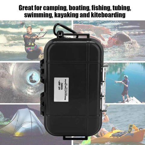 Rogue Tough Waterproof Storage Case With Removable Rubber Padding For Backcountry Camping And Off Road Travel Keeps Your Gadget Bone Dry Inside Bump Resistant Airtight Gear Tub, shown from the front.