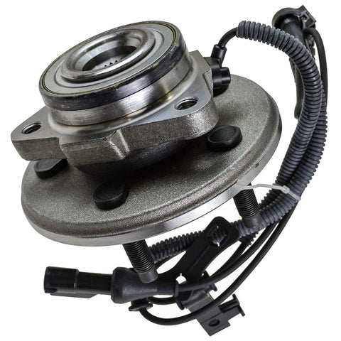 Front Wheel Bearing And Hub Assembly For Ford Explorer 2006 To 2010 Mercury Mountaineer And Explorer Sport Trac 2007 To 2010 Premium Replacement Part With DIY Video Guide Beefed Up For Easy Install front view close-up