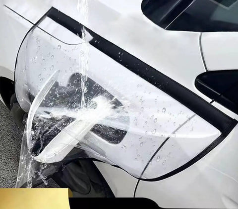 Magnetized Waterproof Drip Guard For EV Charge Port On Toyota Bz4x 2023 To 2026 under rain droplets protecting charging area.