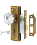Crystal Glass Mortise Lock Set With Antique Brass Finish Interior Door Knobs And Skeleton Key For Old School Style Doors Heavy Duty Upgrade For Classic Homes And Vintage Doors