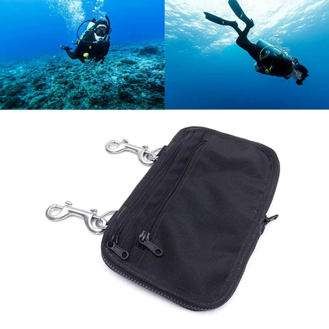 Scuba Diving Storage Pocket With Double Ended Hook For Sidemount Gear And Water Sports Durable Nylon Multi Pocket Pouch With Zipper