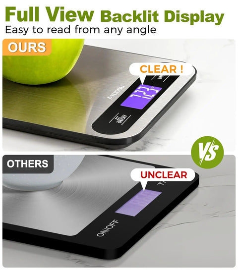 Digital Kitchen Scale With 33Lb Capacity 1g Precision And Four High Precision Sensors Full View Backlit LCD Display comparison