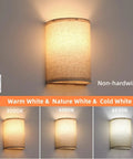 Rechargeable Battery Operated Wall Sconces Two Pack With Remote Control Mood Lighting 300 Lumens Linen Fabric IP44 Waterproof