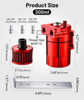 Mean Street Ready Universal Baffled Oil Catch Can With Quick Swap Breather Filter 300 Ml Aluminum Air Oil Separator dimensions