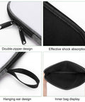 Scuba Inspired 14 Inch Laptop Sleeve And Protective Carry Case with snowflake cloth, showing zippers, interior, and handle design.