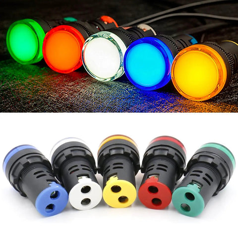 Blue LED Indicator Light 12V 5 Pack Energy Saving Panel Mount Indicator Lamp 22mm Hole Pilot Signal Light For Electronics Projects And DIY Ideal For Control Panels Indicators 12V DC Systems Automotive Dashboards CNC Machines And DIY Builds, 22mm panel-mounted lights