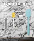 Heavy Duty Shower Hooks Razor Holder Set in Stainless Steel Brushed Nickel Adhesive Wall Hooks Four Pack for kitchen utensils