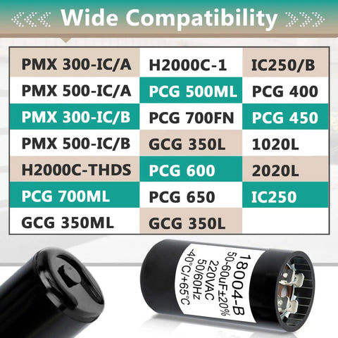 Starting Capacitor Replacement For 1/3 HP Garage Door Opener 50/60 UF 220V AC Black No Nonsense Fit For 18004B And 18004-B Openers Easy Install Durable Performance Residential Use