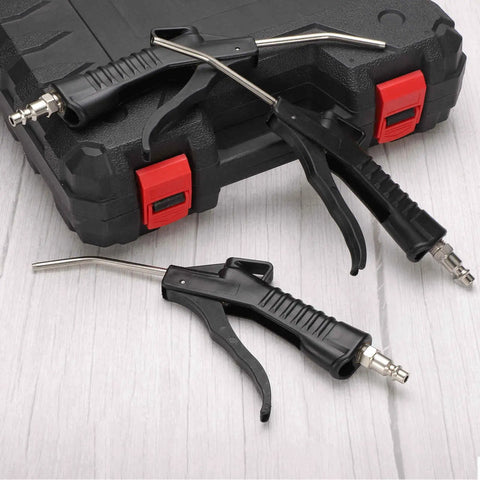 Straight Shot Air Blow Gun Featuring Tapered Bent Nozzle And Quarter Inch Npt Male Plug For Heavy Duty Compressor Blasting and cleanup.