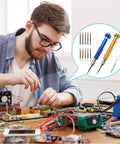 Man using 13 In 1 Multifunctional Precision Screwdriver Set With Magnetic Bits For Eyeglasses Sunglasses Watches Laptops Electronics Cellphones And Jewelry Portable Glasses Repair Kit For Quick Fixes on electronic circuit board