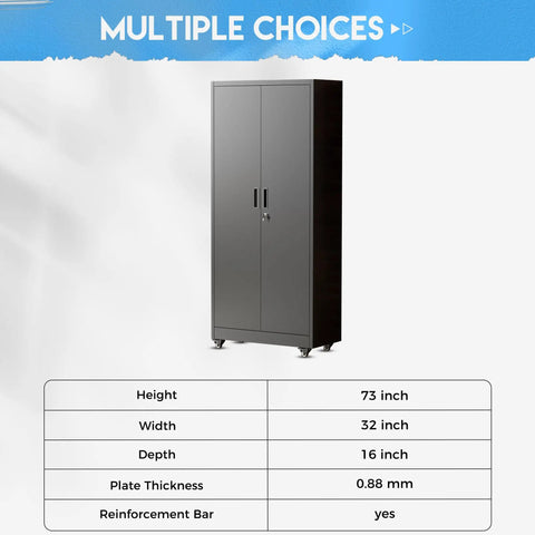Beefy Heavy Duty Steel Rolling Storage Cabinet On Wheels With Locking Doors 73 Inch Tall Black Tool Cabinet
