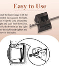 Diagram showing Three Pack Pool Light Wedge Part 132 for fixing broken niche screws, with a black wedge and installation steps.