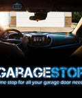 Driver using Universal Garage Door Remote 2 Pack For Two Doors With Learn Button And Dip Switch in car facing garage door.