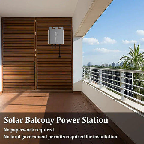 Efficient 180W MPPT Grid Tie Micro Inverter Kickstarts Your Solar Panels Into Dead Simple Home Power mounted on a balcony.