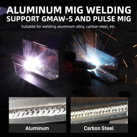 Aluminum and carbon steel welding using Six In One Plasma Cutter And Welder Combo With Dual Voltage 110V/220V, Pulse MIG And HF TIG.