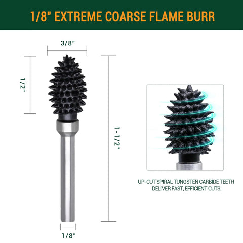 Tough As Nails Spike Flame Rotary Burr Packed In Dense Tungsten Carbide Smashes Through Wood And Metal Effortless for shaping.