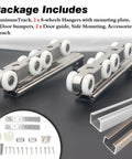 Beefy Aluminum Sliding Door Track Kit For Closet And Gate Doors, Multiple Lengths From 2 Ft To 30 Ft, Includes Rollers And Replacement Hardware, Brown Finish, Built For Rugged Durability And Smooth Operation package contents