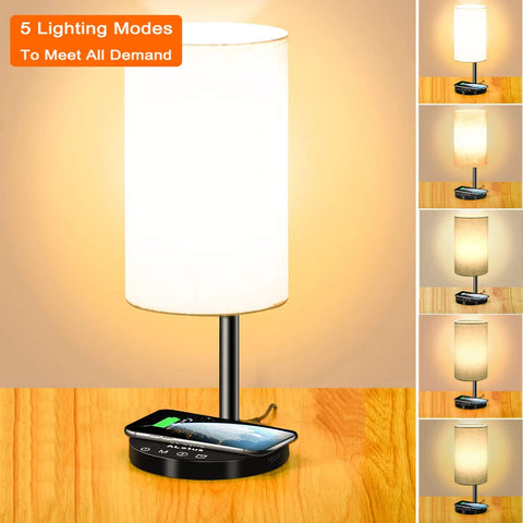 Multifunctional Table Lamp With 10W Fast Wireless Charger, USB Port, Five Brightness Levels And Five Lighting Modes, LED Bulb Included