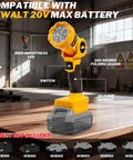 Cordless LED Work Light With Beefy 1000 Lumen Beam, Compatible With 20V MAX Batteries shown on wooden table in workshop.