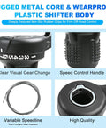Revoshift 3x7 Speed Shifter Set with non-slip grips, metal core, wearproof plastic, speedline, and gear change visuals.