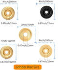 All In One Angle Grinder Wood Carving Disc Set For Four And A Half Inch Grinders With Five Eighths Inch Arbor disc size specifications