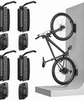 Four Pack Heavy Duty Bike Wall Mounts With Swivel Hangers, Holds Up To 77 Lbs Each, Indoor Garage Storage for safe space-saving.