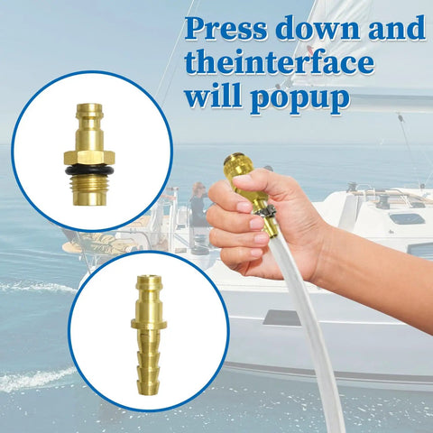 Sea Star Hydraulic Steering Bleed Kit For Boat Maintenance With PU Hose And Copper Fittings, close-up of hand using tool