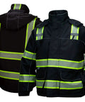Waterproof Black Parka With Teflon Coating And Quilted Lining ANSI Type O Class 1 Detachable Hood Reflective Trim 5 Pockets Ripstop Shell 3X