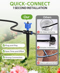 100 Ft Pressure Compensated Drip Irrigation System With Timer No Leak Quick Connect for Automatic Watering, setup demonstration