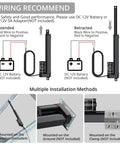 Wiring and installation guide for Heavy Duty 12V Linear Actuator 330 Lbs 1500N 8 Inch Stroke Silent IP65 Electric Actuator With Mounting Brackets.