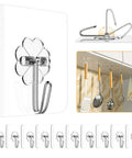 Heavy Duty Adhesive Hooks 12 Pack Holds Up To 13 Lbs Each Waterproof No Nail Wall Hangers For Kitchen Bathroom Indoor Use