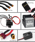 Beefy 9T 4370KV Brushless Motor With 60A ESC Combo Kit for RC buggy, featuring connectors, plugs, and an ESC switch setup.