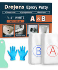 Epoxy Putty Modeling Compound For Sculpting And Repairs DIY Ready Self Hardening Drillable White 200g with gloves and spatula