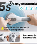 Two Pack Suction Grab Bars For Shower And Bath Removable Heavy Duty Waterproof showing easy installation on smooth surface