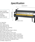 24 Inch Sheet Metal Brake With 0 To 135 Degree Bending, 20 Gauge Heavy Duty Industrial Metal Bender Featuring 3 Removable Fingers specs