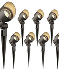 Low Voltage Landscape Lighting Kit 8 Pack With Replaceable 3W LED Bulbs 200 Lumens Metal Spotlight Set 12V AC Tree And Yard Flood Lights