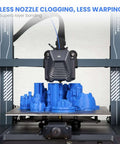 FDM 3D printer using orange PLA filament for detailed prototyping model, showing low warping and smooth surface finish.